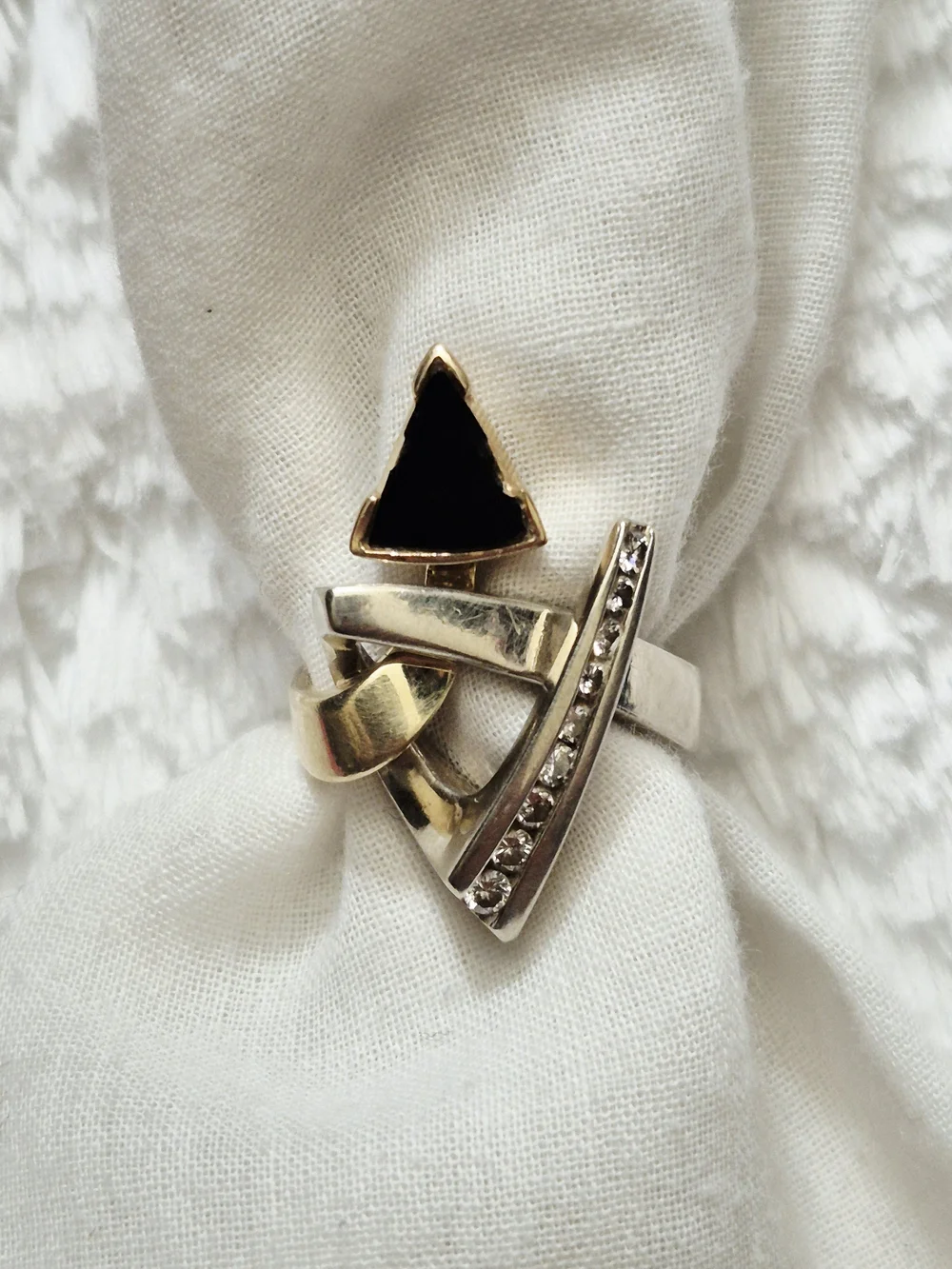 Estate 14k Gold Geometric Diamond Cocktail Ring